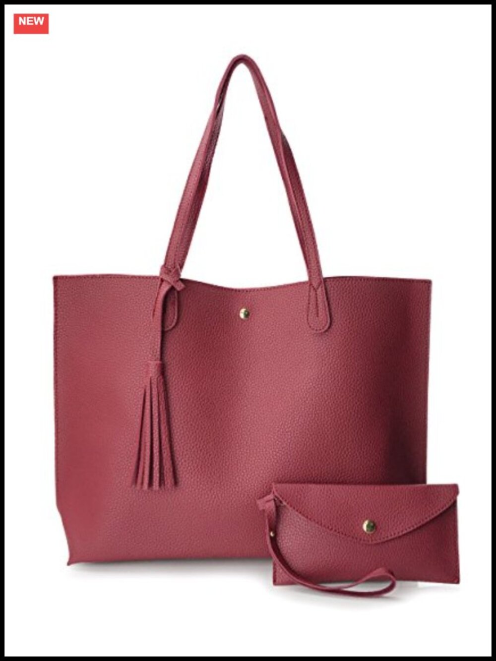 Pebbled Faux Leather Tote Women's Shoulder Handbag with Magnetic Snap